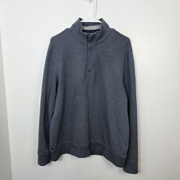 Untuckit Gray Mock Neck Casual Cotton Blend Quarter Zip Sweatshirt Size Medium - Picture 1 of 9